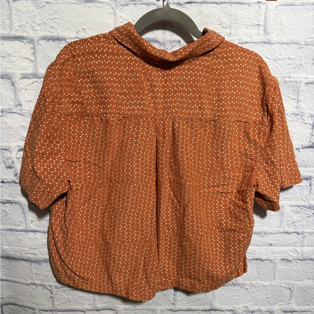Levi's Rust Orange Patterned Crop Button-Up Top - Picture 2 of 6